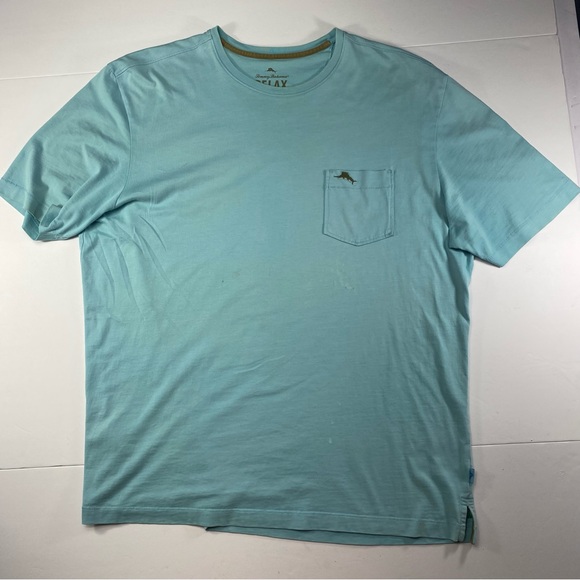 TOMMY  BAHAMA Relax T- Shirt Aqua Men’s size:Large Front Pocket - Picture 1 of 12
